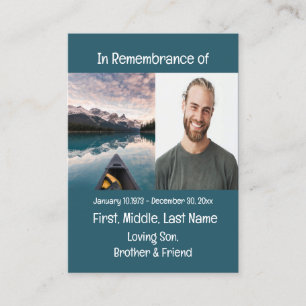 Memorial Keepsak Canoeing Boating Visitkort