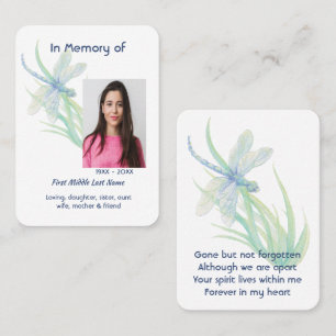 Memorial Keepsak Dragonfly Watercolor Visitkort