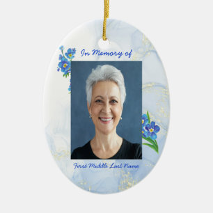 Memorial Keepsak Glöm mig inte" Blommor Julgransprydnad Keramik