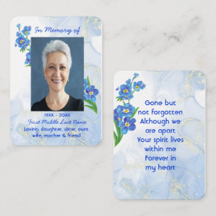 Memorial Keepsak Glöm mig inte" Blommor Visitkort