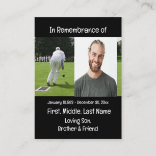 Memorial Keepsak Gräsmatta Bowling Visitkort