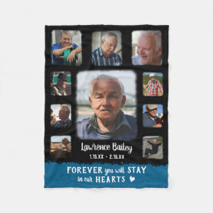 Memorial Keepsak Kant Tade Photo Collage Blk Blue Fleecefilt