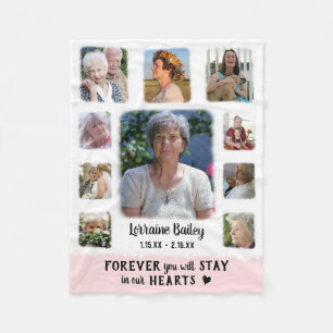 Memorial Keepsak Kant Tade Photo Collage Rosa Fleecefilt
