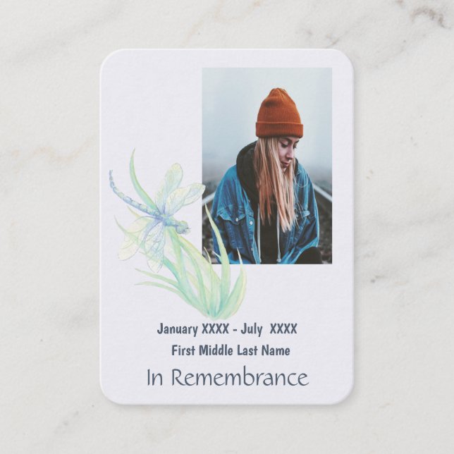 Memorial Keepsak Memorial Dragonfly Visitkort (Framsida)