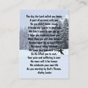 Memorial Keepsak Skiing Skier Snö Winter Ski Visitkort