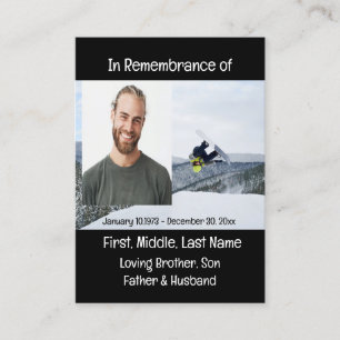 Memorial Keepsak Snö Boarding Visitkort