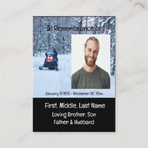 Memorial Keepsak Snö Mobile Winter Sports Visitkort