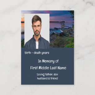 Memorial Keepsak Sunset Ocean Boat Visitkort