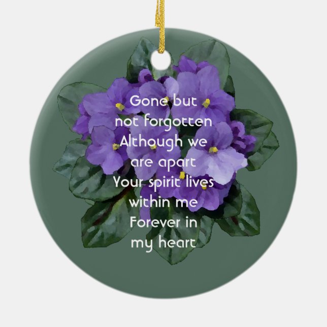 Memorial Keepsake African Violet Julgransprydnad Keramik (Baksidan)