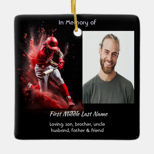  Memorial Keepsake Baseball Softball  Julgransprydnad Keramik (Framsida)