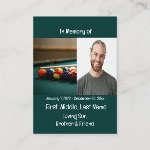 Memorial Keepsaké Bassäng-spel Visitkort
