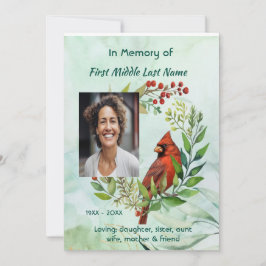 Memorial keepsake Cardinal Bird Inbjudningar
