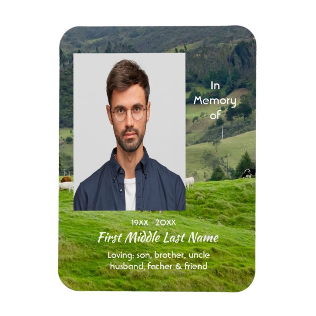 Memorial Keepsake Cattle Farm Landscape Magnet (Vertikal)