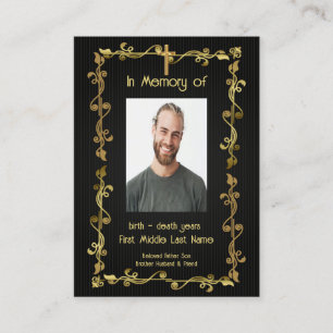 Memorial Keepsaké Classic Modern Black Guld Visitkort