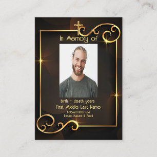Memorial Keepsaké Classic Modern Black Guld Visitkort