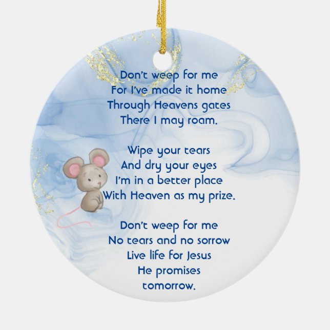 Memorial Keepsake Cute Little Mouse Children Julgransprydnad Keramik (Baksidan)