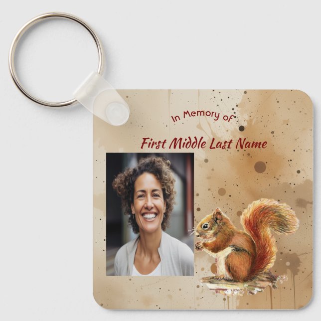 Memorial Keepsake Cute Red Squirrel Nyckelring (Framsida)