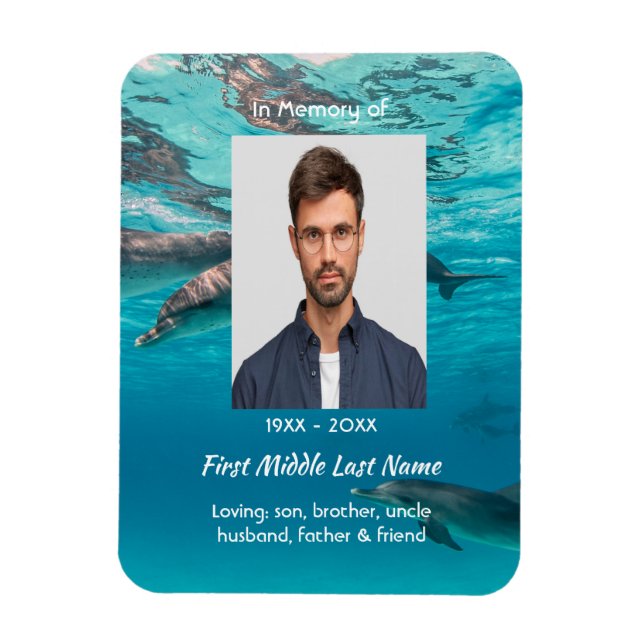 Memorial  Keepsake Dolphins Underwater Ocean Magnet (Vertikal)