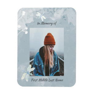 Memorial Keepsaké Dragonfly White Flower Magnet