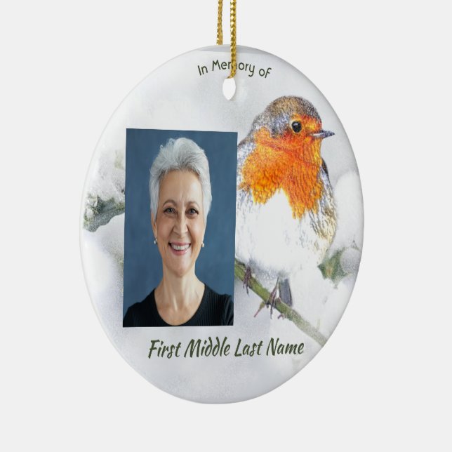 Memorial Keepsake English Robin Bird Julgransprydnad Keramik (Höger)