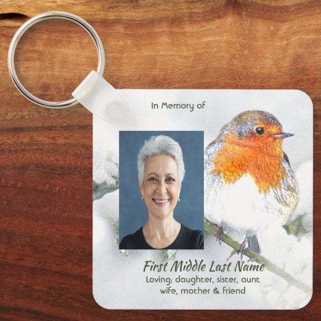 Memorial Keepsake English Robin Bird Nyckelring (Framsida)