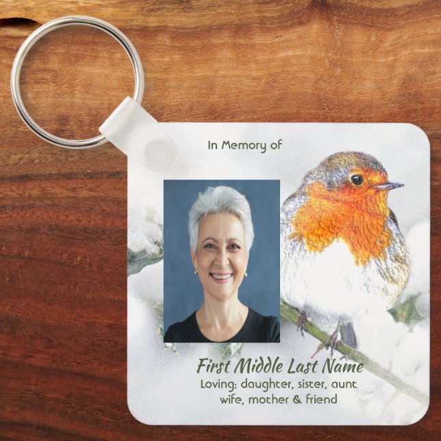 Memorial Keepsake English Robin Bird Nyckelring (Framsida)