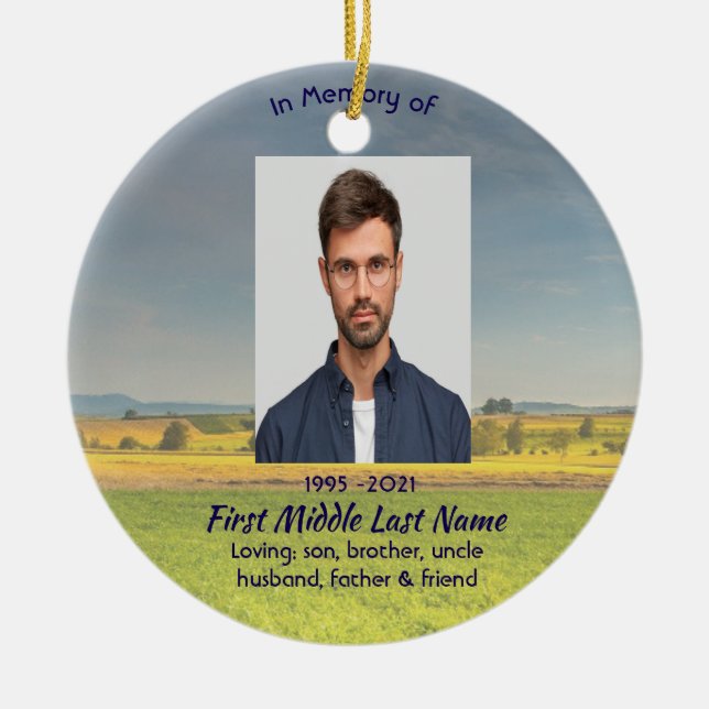 Memorial Keepsake Farm Crop Prairie Julgransprydnad Keramik (Framsidan)