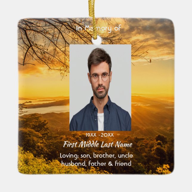 Memorial Keepsake Golden Sunrise  Julgransprydnad Keramik (Framsida)