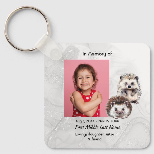 Memorial Keepsake Hedgehog Children Nyckelring (Framsida)