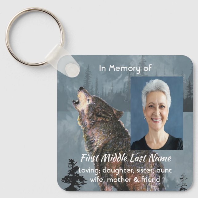 Memorial Keepsake Howling Wolf Art Nyckelring (Framsida)