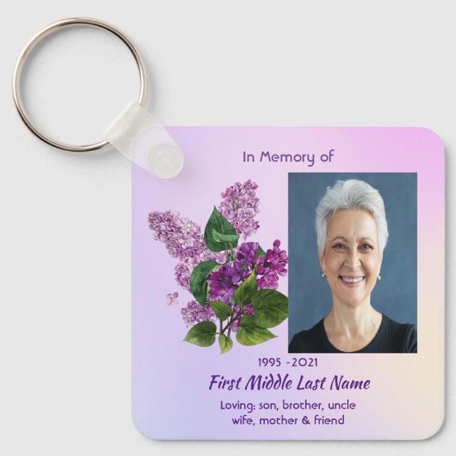 Memorial Keepsake Lilac Garden Flower  Nyckelring (Framsida)