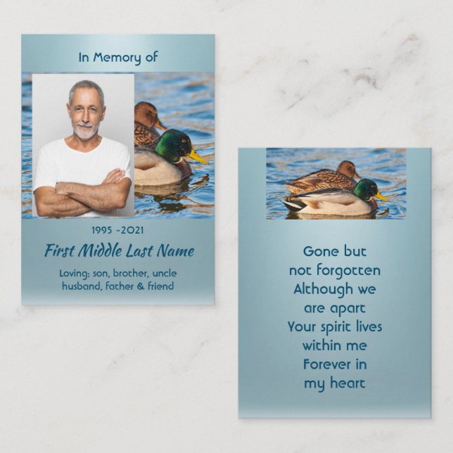 Memorial Keepsake Mallard Ducks Bird Visitkort (Fram/baksida)
