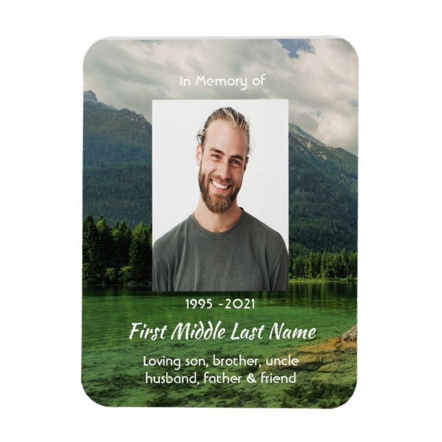Memorial Keepsake Mountain Lake Landscape  Magnet (Vertikal)