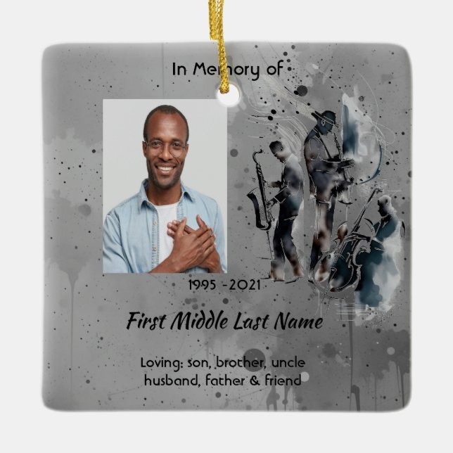 Memorial Keepsake Music Jazz Band Julgransprydnad Keramik (Framsida)