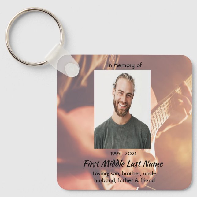 Memorial Keepsake Musician Piano Guitar Nyckelring (Framsida)