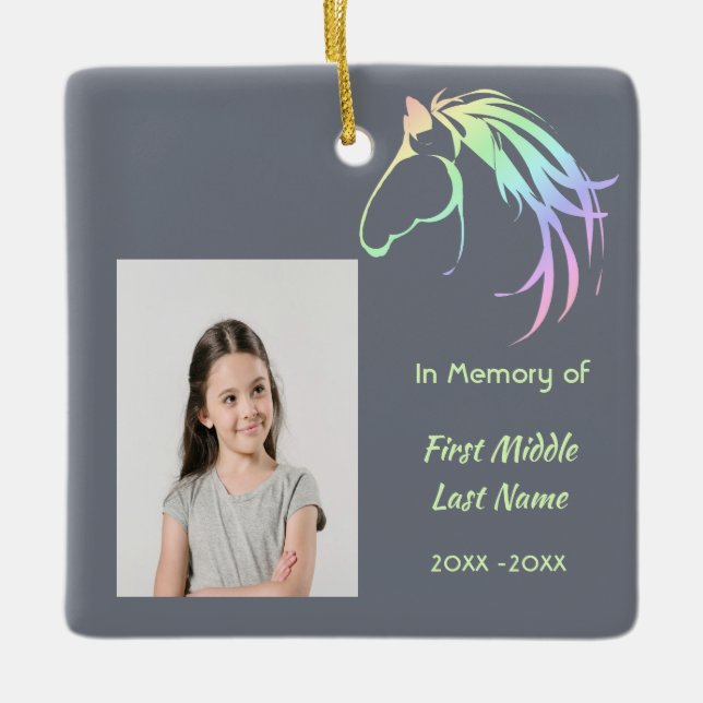 Memorial Keepsake Pastel Horse Art Julgransprydnad Keramik (Framsida)