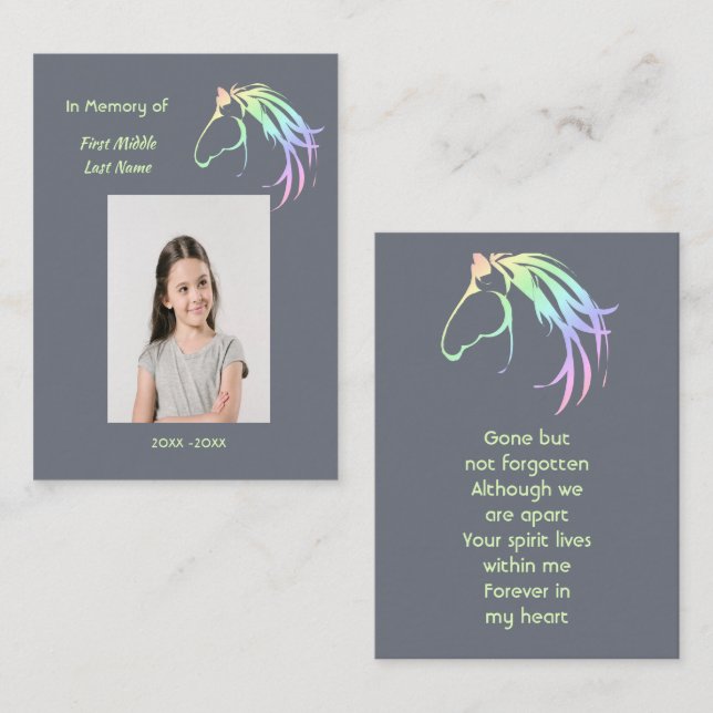  Memorial Keepsake Pastel Horse Art Visitkort (Fram/baksida)