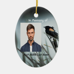 Memorial Keepsaké Red-vinge Blackbird Julgransprydnad Keramik