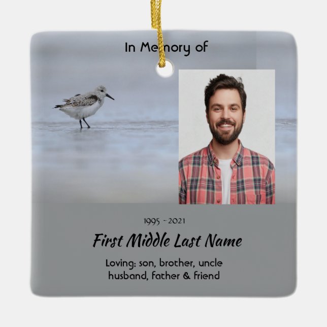  Memorial Keepsake Sandpiper Shore Bird  Julgransprydnad Keramik (Framsida)