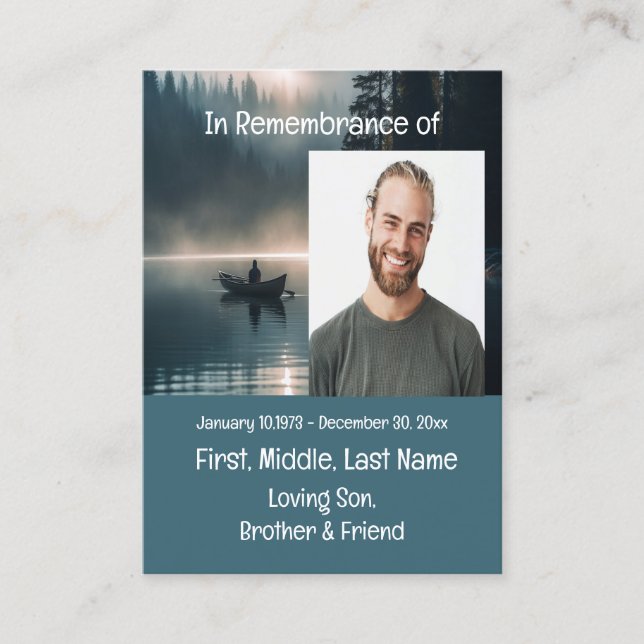 Memorial Keepsaké Sjö Boat Canoe Wilderness Visitkort (Framsida)