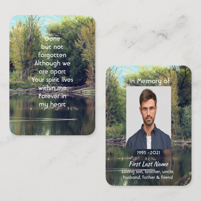 Memorial Keepsaké Sjö Pond Park Ankor Visitkort (Fram/baksida)