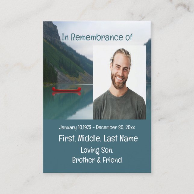 Memorial Keepsaké Sjö Red Canoe Wilderness Visitkort (Framsida)