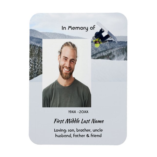 Memorial Keepsake Snowboarding Winter Magnet (Vertikal)