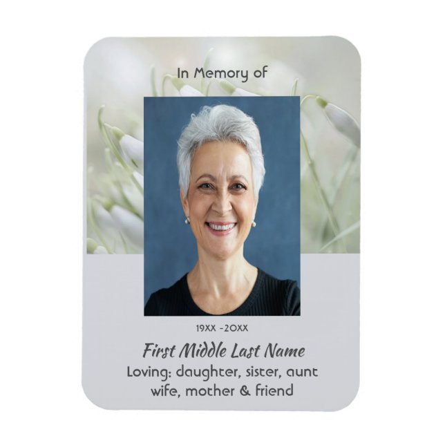 Memorial Keepsake  Snowdrop Flowers Magnet (Vertikal)