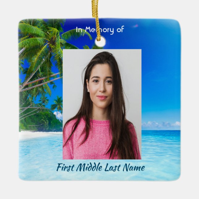 Memorial Keepsake Tropical Beach Exotic Julgransprydnad Keramik (Framsida)