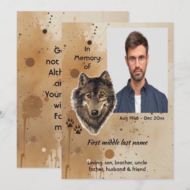 Memorial Keepsake Wolf Wolves Animal Inbjudningar (Fram/baksida)