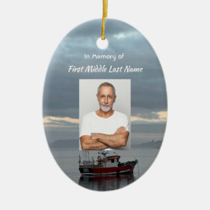 Memorial Keepsakes Fiskare i båten Julgransprydnad Keramik