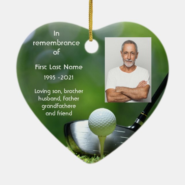 Memorial KeepsakGolfer Golfing Anpassningsbar Julgransprydnad Keramik (Baksidan)