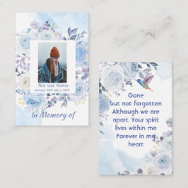 Memorial KeepsakHummingbird Blue Ro Visitkort