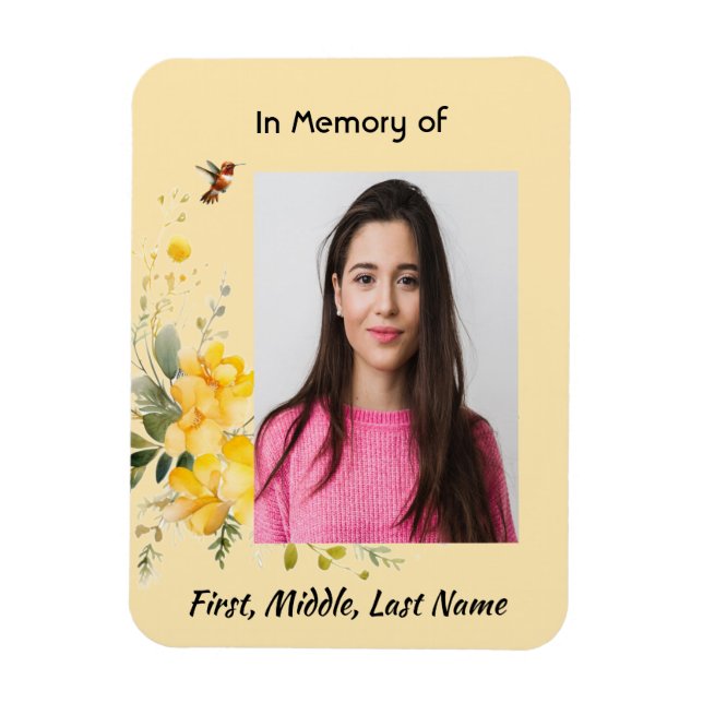 Memorial KeepsakHummingbird Gul ros Magnet (Vertikal)